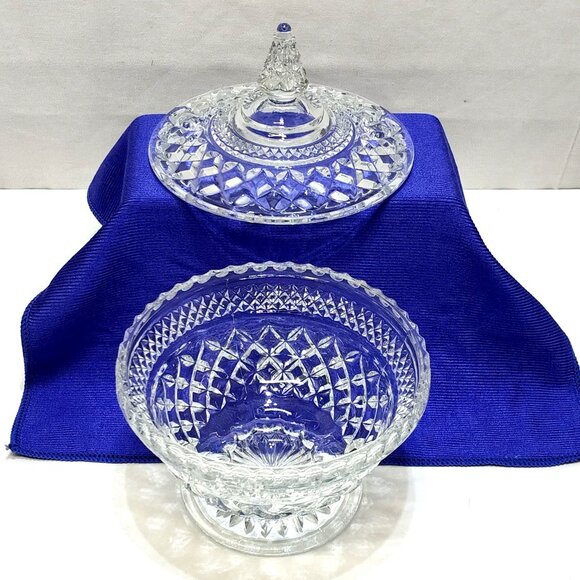 Anchor Hocking Wexford Candy Dish Crisscross Pattern Footed Centerpiece Vintage - Picture 2 of 11